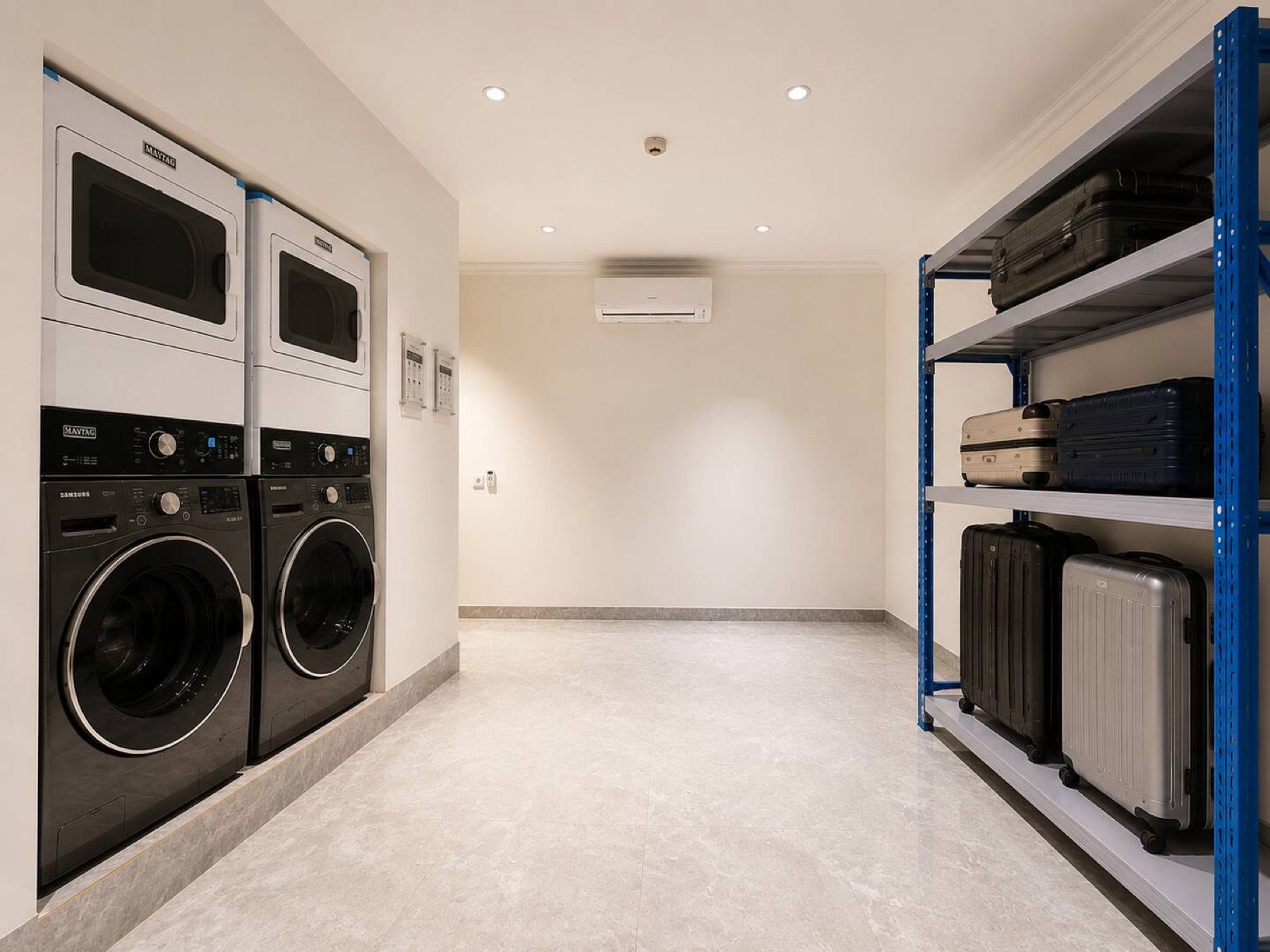 Stacked washers and dryers in the laundry room